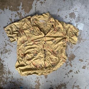 Mustard yellow safari button down blouse